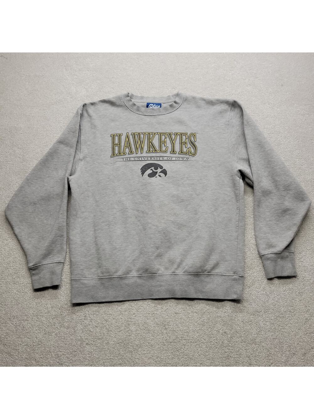 Vintage Iowa Hawkeyes Crewneck Sweatshirt Gray Adult Large NCAA University